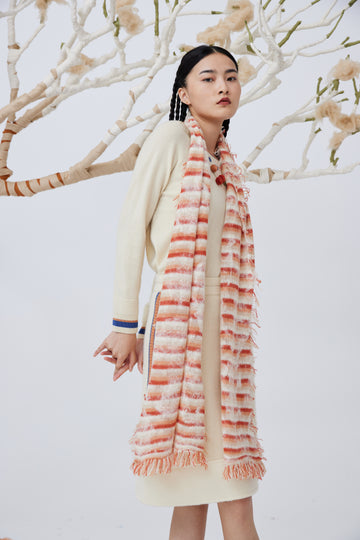 Handcrafted felting cashmere knitted scarf