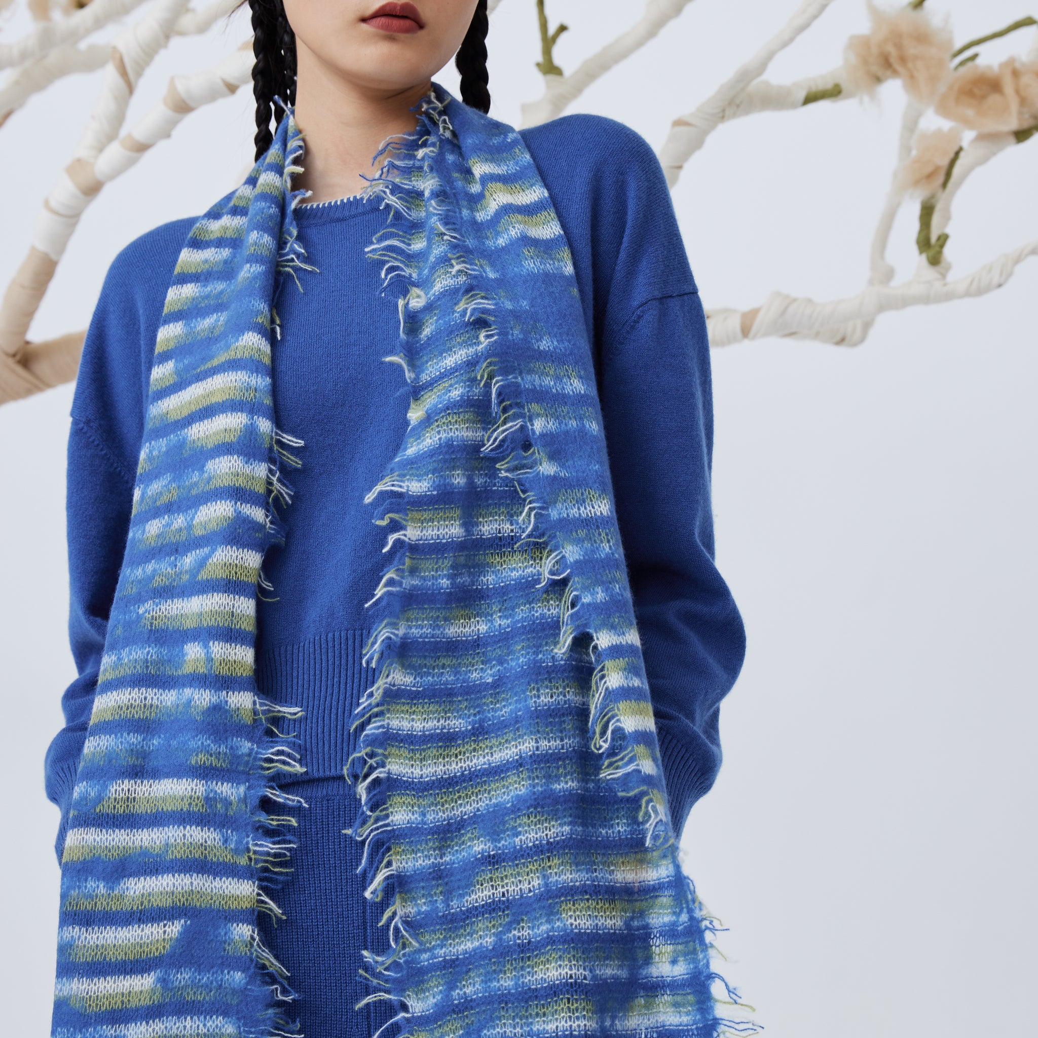 Handcrafted felting cashmere knitted scarf