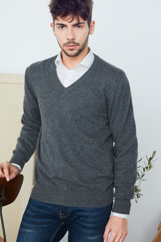 V-neck men's cashmere pullover